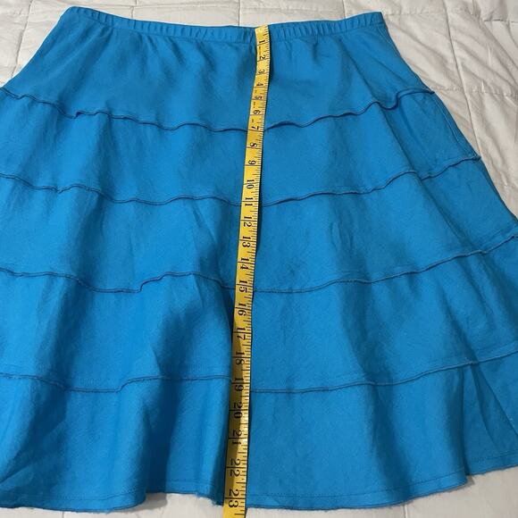 Soft Surroundings Skirt Women XL Petite Blue Tiered Linen A-Line Boho Cottage - Picture 4 of 8